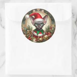 Adesivo Natal Personalizado Elf Sphynx Gift Xmas