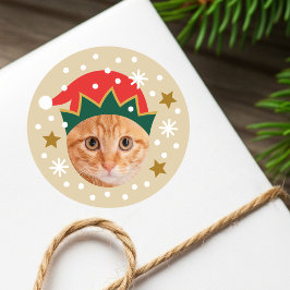 Adesivo Natal Personalizado Foto Chapéu de Elfo Festivo En