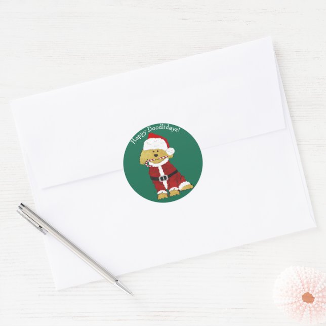 Adesivo Natal personalizado Goldendoodle Papai Noel (Envelope)