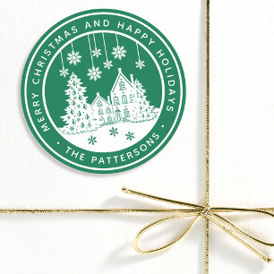 Adesivo Natal Personalizado Nome da Família Feliz