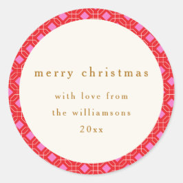 Adesivo Natal Personalizado Vermelho Rosa Vermelho do Médi