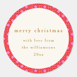 Adesivo Natal Personalizado Vermelho Rosa Vermelho do Médi