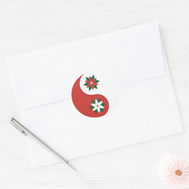 Adesivo Natal Poinsettia Yin Yang (Envelope)