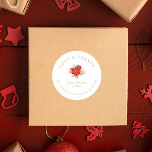 Adesivo Natal Poinsettias Amor e Obrigados Apoiando