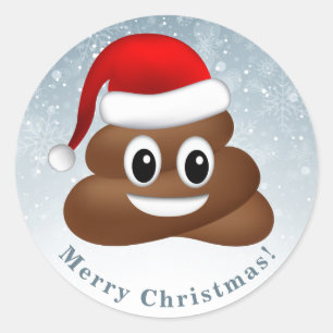 Adesivo Natal poo emoji com chapéu de Papai Noel