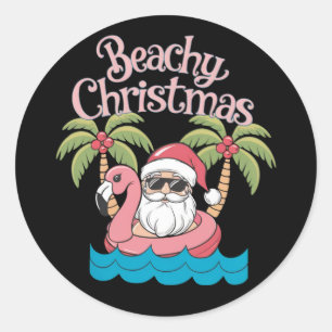 Adesivo Natal Praia Tropical de Férias Santa Praia
