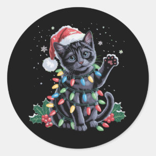 Adesivo Natal preto Natal Natal Santa Hat Feriado de Natal