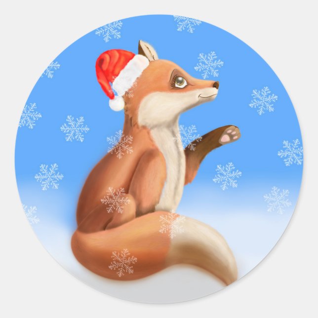 Adesivo Natal Red Fox Snow Winter (Frente)
