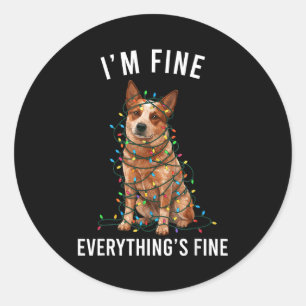 Adesivo Natal Red Heeler Estou Bem Tudo Está Bem 