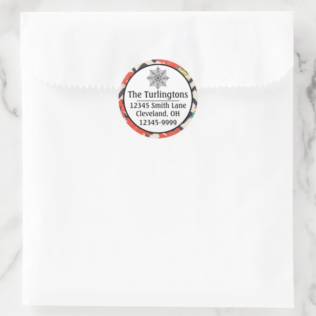 Adesivo Natal Red Poinsettia Black & White Chevron (Bolsa)