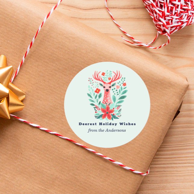 Adesivo Natal Reindeer Floral Mint Holiday (Criador carregado)