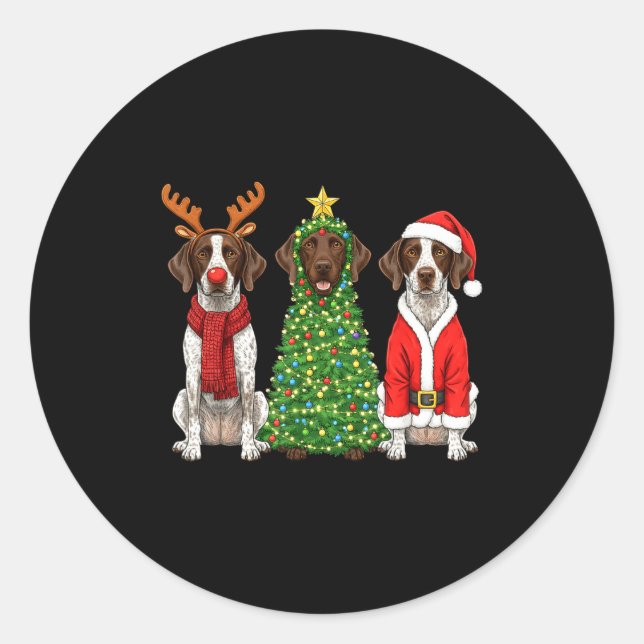 Adesivo Natal retrô alemão Pointer Santa Rei (Frente)