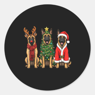 Adesivo Natal Retrô Cão Malinois Belga Papai Noel Rena