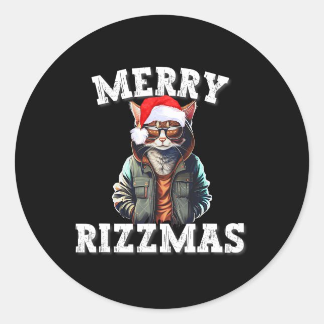 Adesivo Natal Rizzler Cat W Rizz Meme Rizzler Com (Frente)