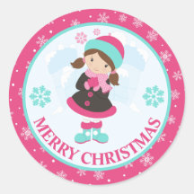 Natal Rosa e Azul Menina da Neve Inverno