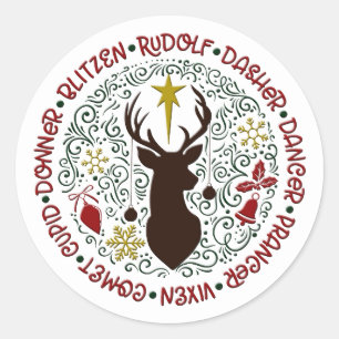 Adesivo Natal Rudolf e Nomes de Rena de Férias