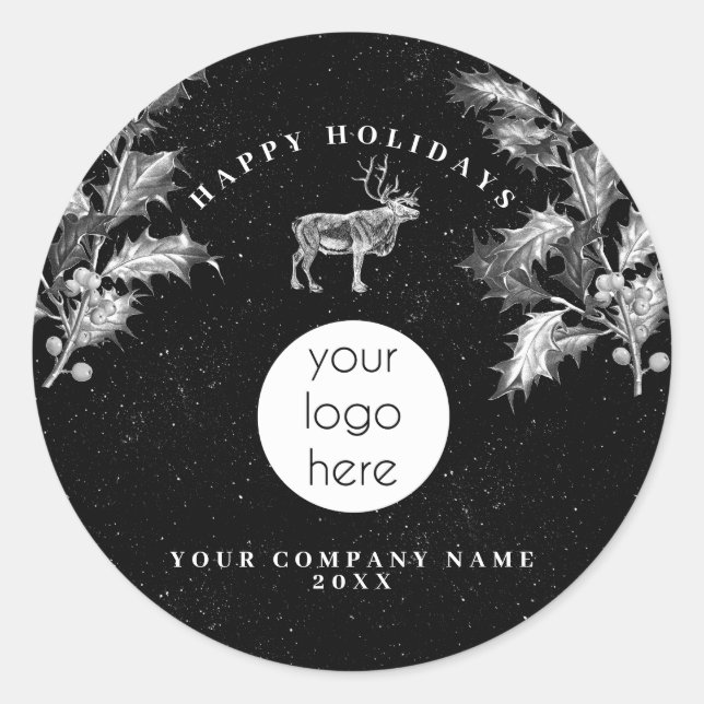Adesivo Natal Rustic Black White Holidy Business (Frente)