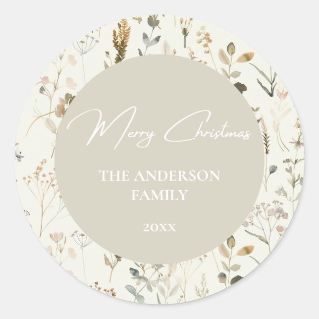 Adesivo Natal Rustic Botanical Wildflower (Frente)
