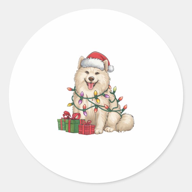 Adesivo Natal Samoyed Dog Samoyed Hat (Frente)