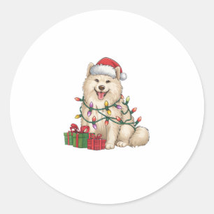 Adesivo Natal Samoyed Dog Samoyed Hat