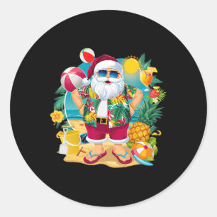 Adesivo Natal Santa Natal Em Julho Na Praia Havaiano Verão