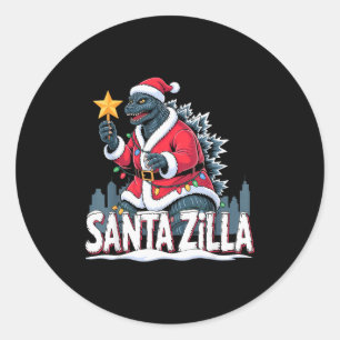 Adesivo Natal Santazilla Monstro Japonês Dinossauro Menino