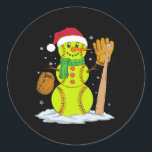 Adesivo Natal Snowman Softball Pitcher Rapazes Crianças<br><div class="desc">Natal Snowman Softball Pitcher Rapazes Crianças Adolescentes Xmas</div>