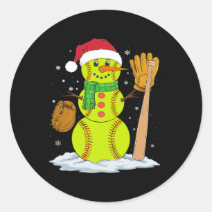 Adesivo Natal Snowman Softball Pitcher Rapazes Crianças