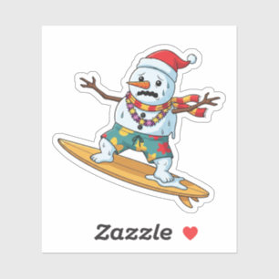 Adesivo Natal Surfista Boneco de Neve 2026 Férias Divertid