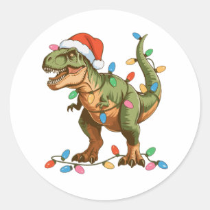 Adesivo Natal T Rex Dinossaur Xmas Dino Tyrannosaurus