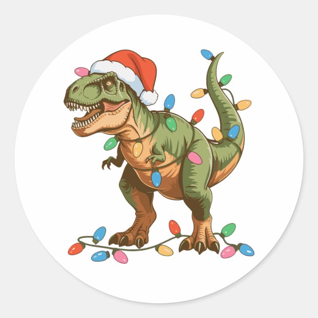 Adesivo Natal T Rex Dinossaur Xmas Dino Tyrannosaurus (Frente)