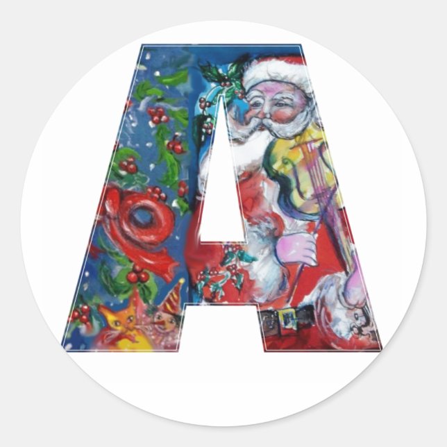 ADESIVO NATAL UMA CARTA/PAPAIS NOEIS COM MONOGRAMA DE VIOL (Frente)