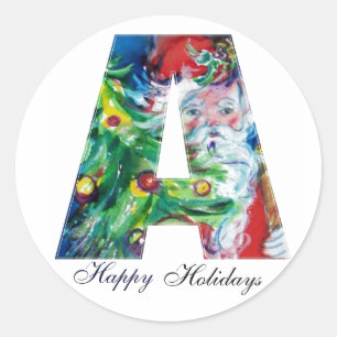 ADESIVO NATAL UMA LETRA/PAPAI NOEL COM ÁRVORE DE NATAL