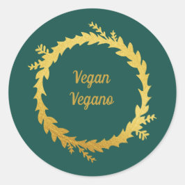 Adesivo Natal Vegano Bilíngue Verde e Dourado