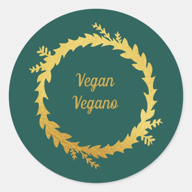 Adesivo Natal Vegano Bilíngue Verde e Dourado (Frente)