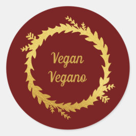Adesivo Natal Vegano Vermelho Dourado Bilíngue