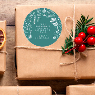 Adesivo Natal Verde Alegria Festa de Bolos Mão Desenhada