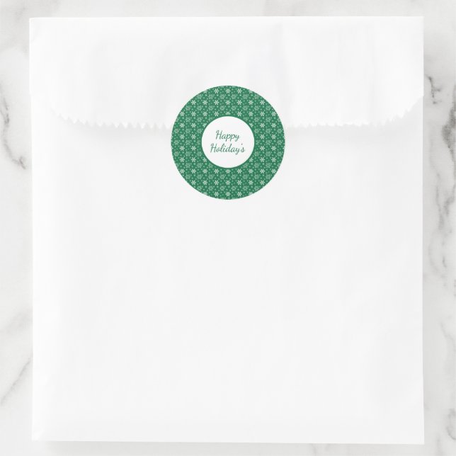 Adesivo Natal Verde Branco Flocos de Neve Feriados (Bolsa)