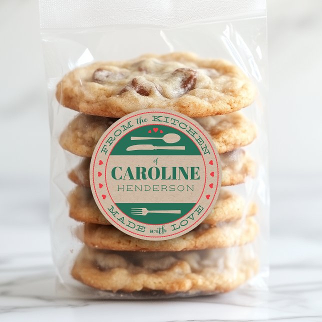 Adesivo Natal Verde e Vermelho Feito com Amor Presente de  (Criador carregado)