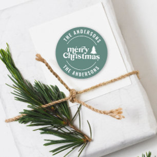 Adesivo Natal Verde Moderno e Mínimo Único da Sage Retro