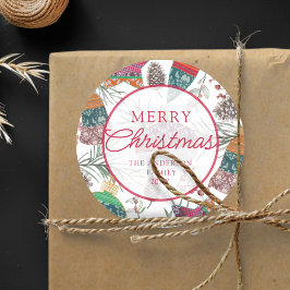 Adesivo Natal Vermelho Botânico Vintage