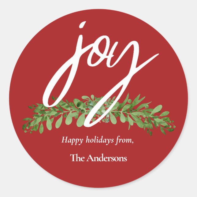 Adesivo Natal Vermelho de Script Moderno (Frente)