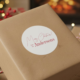 Adesivo Natal Vermelho e Branco da Família Sobrenome