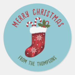 Adesivo Natal Vermelho Em Azul Com Texto Personalizado