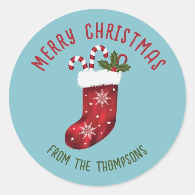 Adesivo Natal Vermelho Em Azul Com Texto Personalizado (Frente)