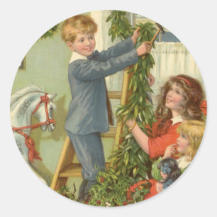 Adesivo Natal vintage, crianças do Victorian que decoram