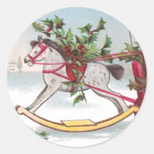Adesivo Natal vintage do cavalo de balanço