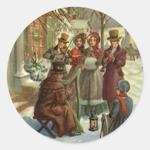 Adesivo Natal vintage, música do jogo dos músicos do