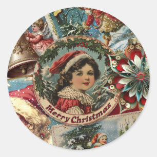 Adesivo Natal Vintage Retrô: Colagem de Alegria Natalina