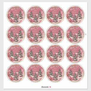 Adesivo Natal Vintage Retro: Natal Rosa dos Anos 1950